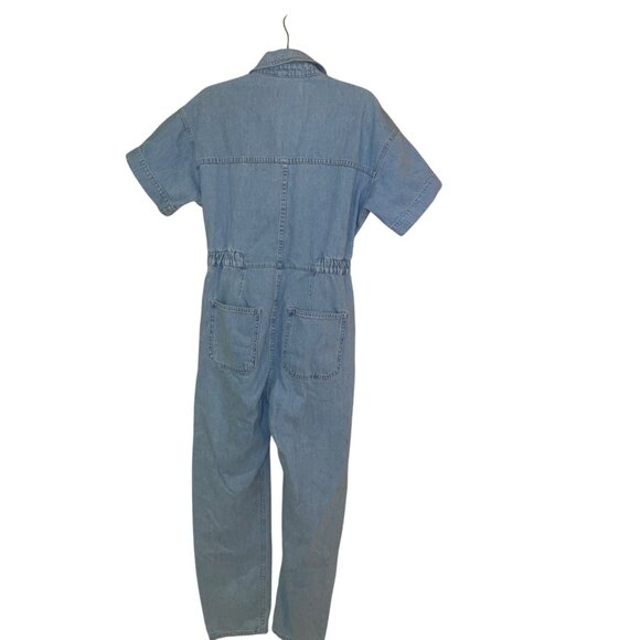 We The Free Womens Jumpsuit Size Small Blue Marci Denim Coveralls Short Sleeve - Picture 2 of 10